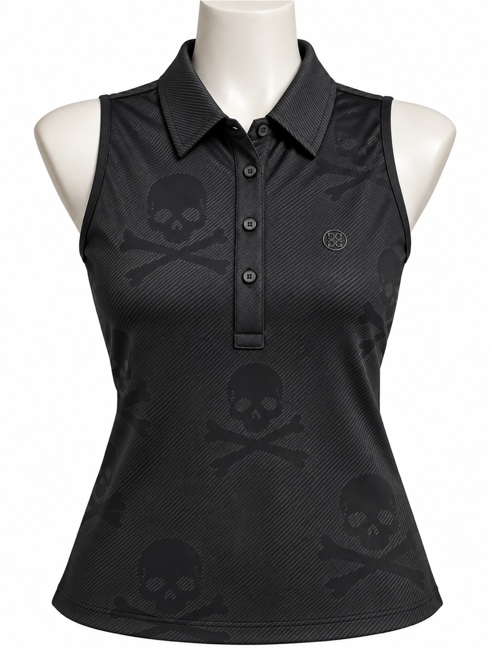 G/FORE Women’s Small Sleeveless Golf Polo Black Skull Print NWT